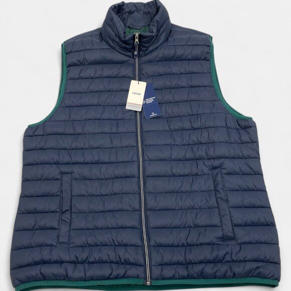 Izod Men's Puffer Vest Jacket Blue Insulated Wind Resistant Pockets Size XL NEW - Picture 1 of 10